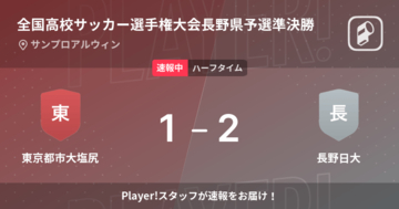 【速報中】東京都市大塩尻vs長野日大は、長野日大が1点リードで前半を折り返す