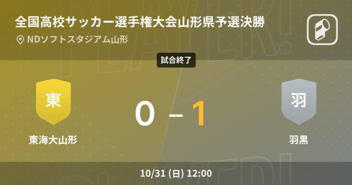 全国高校サッカー選手権大会山形県予選決勝 羽黒が東海大山形から逃げ切り勝利 21年10月31日 エキサイトニュース