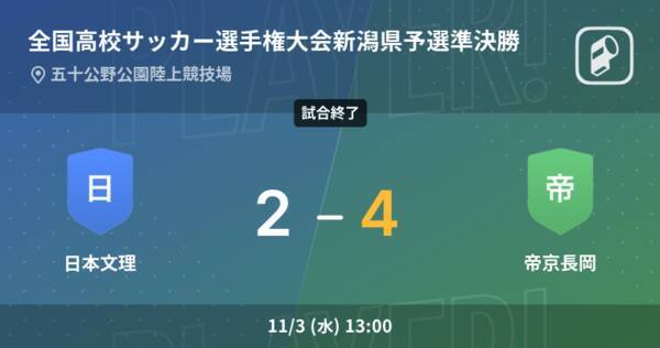 全国高校サッカー選手権大会新潟県予選準決勝 帝京長岡が日本文理から逆転勝利 21年11月3日 エキサイトニュース