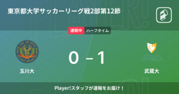 【速報中】玉川大vs武蔵大は、武蔵大が1点リードで前半を折り返す
