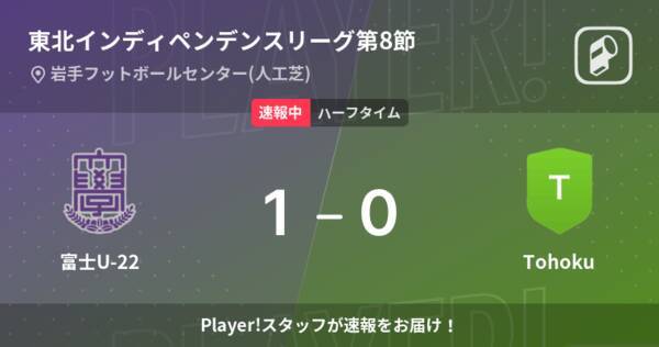 速報中 富士u 22vstohokuは 富士u 22が1点リードで前半を折り返す 21年11月7日 エキサイトニュース