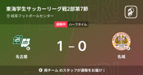 【速報中】名古屋vs名城は、名古屋が1点リードで前半を折り返す