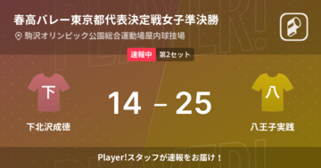 【速報中】下北沢成徳vs八王子実践は、八王子実践が第1セットを取る