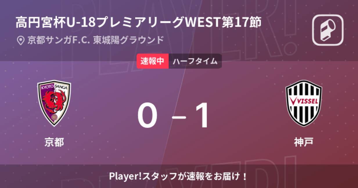 速報中 京都vs神戸は 神戸が1点リードで前半を折り返す 21年11月28日 エキサイトニュース