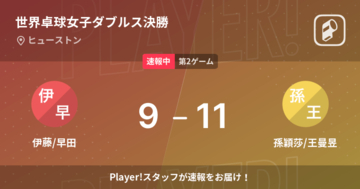 【速報中】伊藤/早田vs孫穎莎/王曼昱は、孫穎莎/王曼昱が第1ゲームを取る