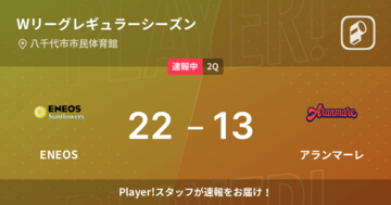 【速報中】1Q終了しENEOSがアランマーレに9点リード