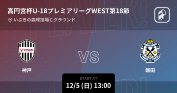 【高円宮杯U-18プレミアリーグWEST第18節】まもなく開始！神戸vs磐田