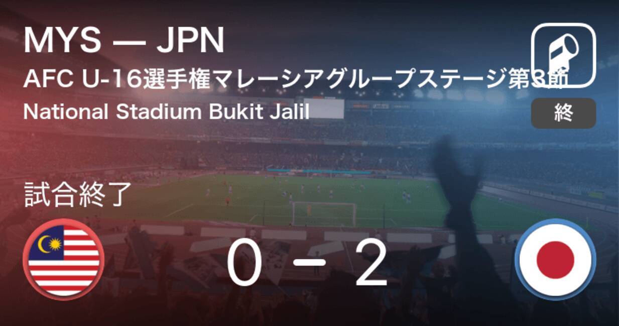 日本がグループステージ突破を決める Afc U 16選手権 マレーシアvs日本 18年9月27日 エキサイトニュース