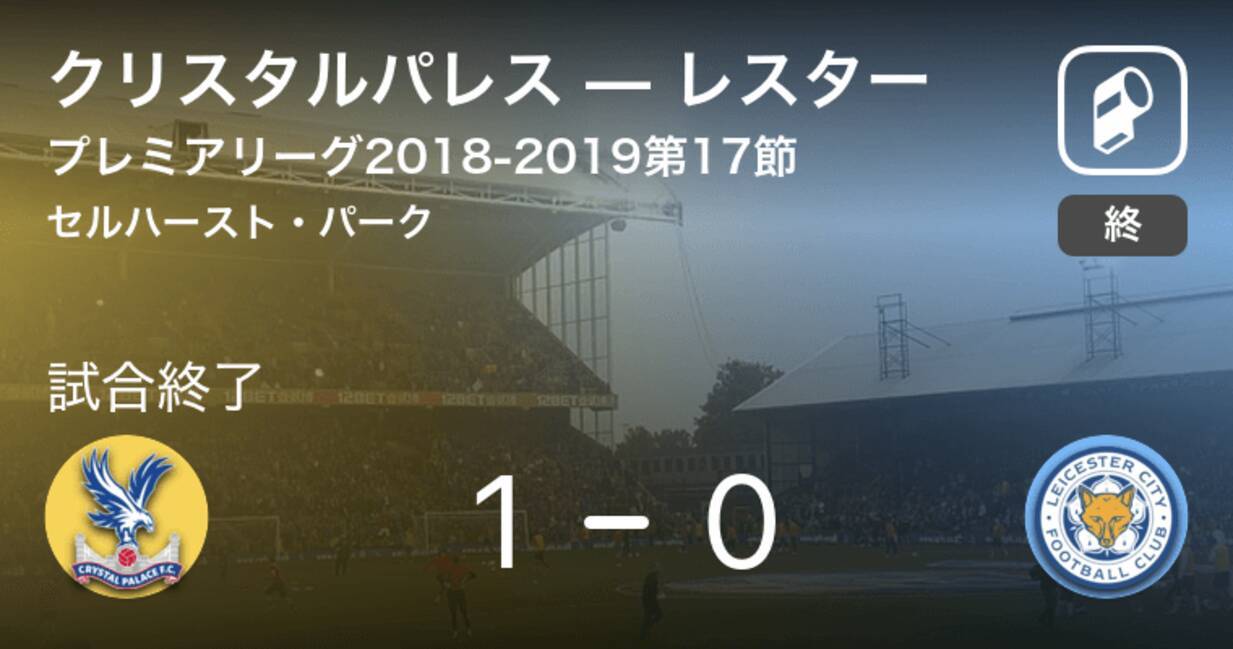 プレミアリーグ第17節 クリスタルパレスがレスターから逃げ切り勝利 18年12月16日 エキサイトニュース