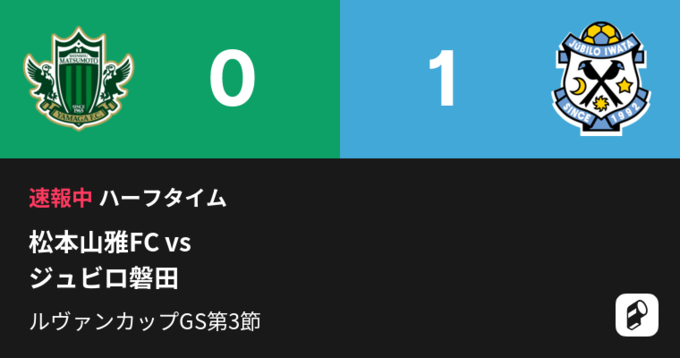 速報中 松本vs磐田は 磐田が1点リードで前半を折り返す 21年9月4日 エキサイトニュース