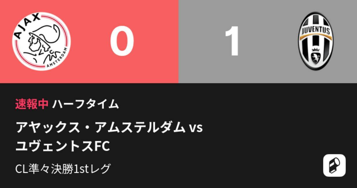 速報中 アヤックスvsユヴェントスは ユヴェントスが1点リードで前半を折り返す 19年4月11日 エキサイトニュース