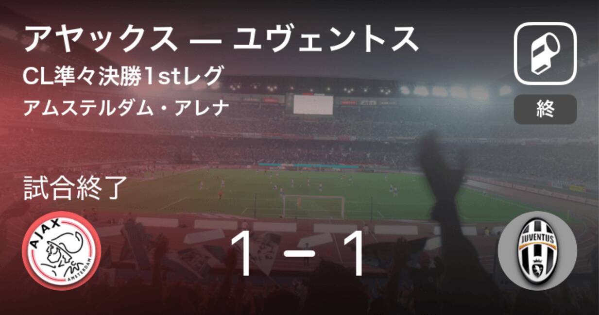 Cl準々決勝1stレグ アヤックスはユヴェントスに追いつき 引き分けに持ち込む 19年4月11日 エキサイトニュース