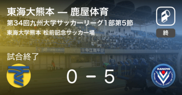【九州大学サッカーリーグ1部第5節】鹿屋体育が東海大熊本を突き放しての勝利