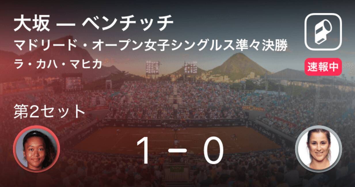 速報中 大坂vsベンチッチは 大坂が第1セットを取る 19年5月9日 エキサイトニュース