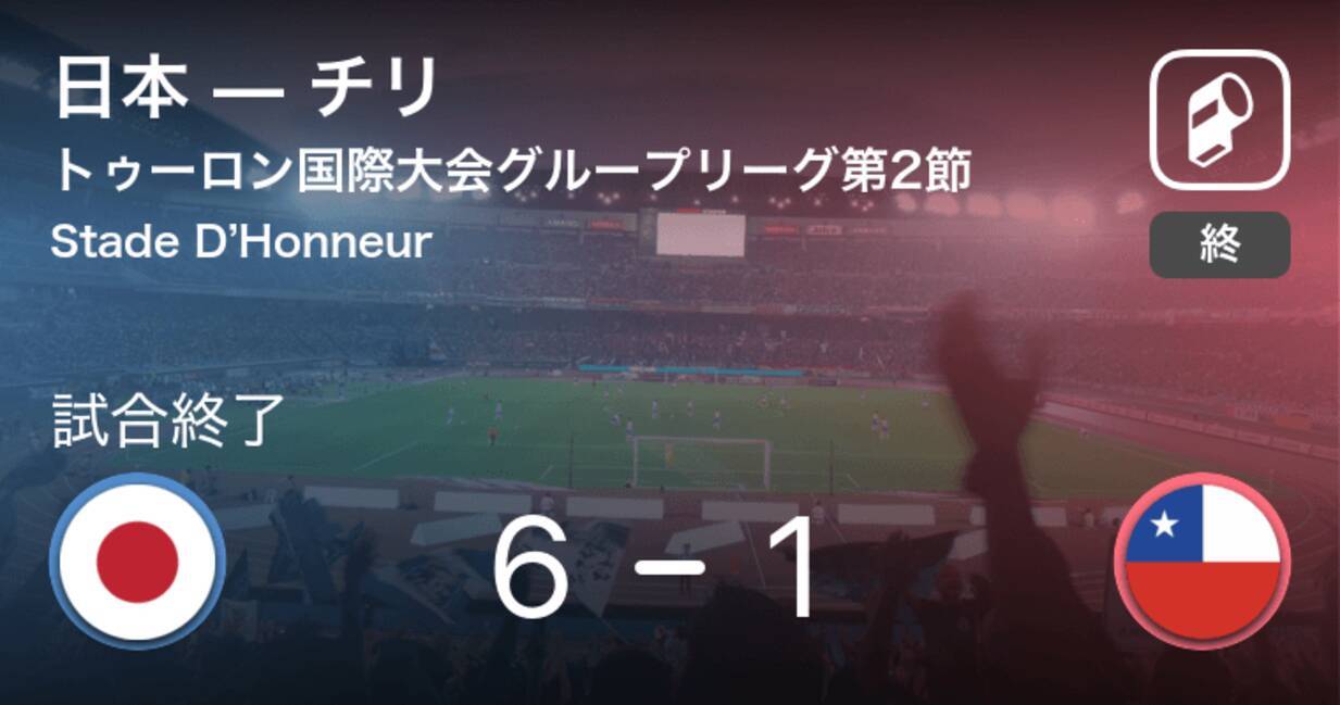 トゥーロン国際大会グループリーグ第2節 日本がチリを突き放しての勝利 19年6月5日 エキサイトニュース