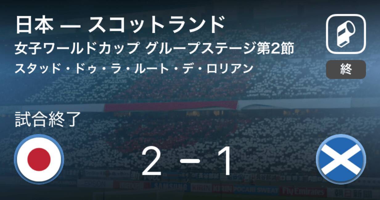 女子ワールドカップグループステージ第2節 日本がスコットランドから逃げ切る 19年6月14日 エキサイトニュース