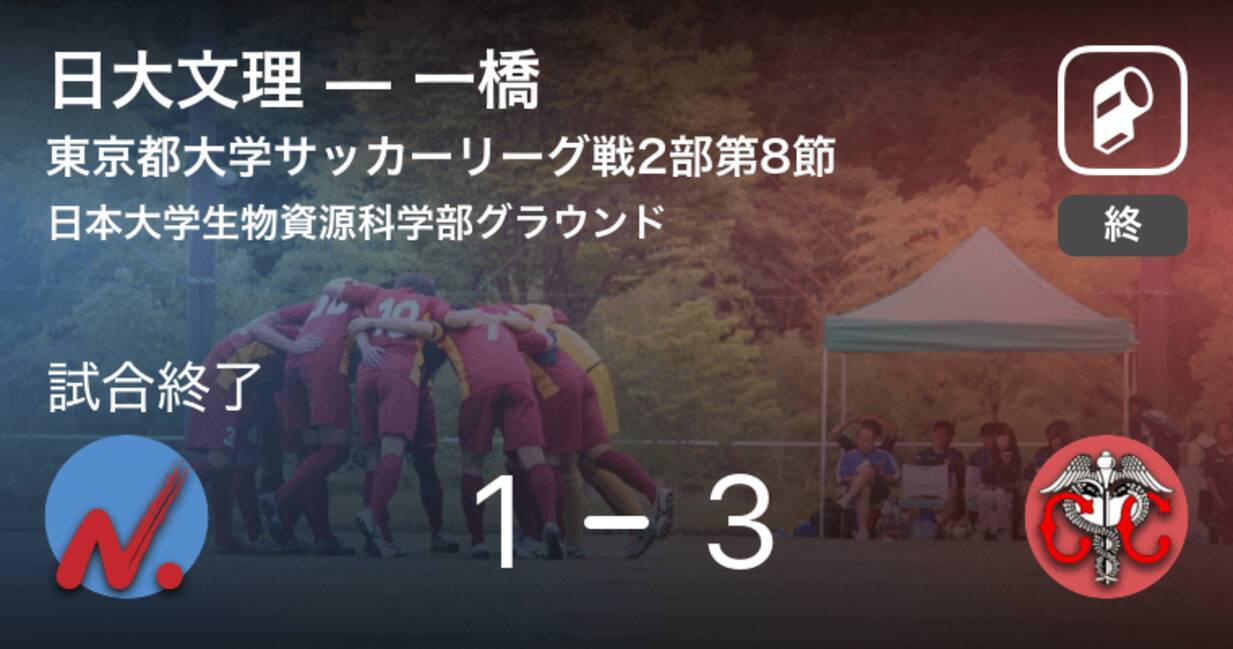 東京都大学サッカーリーグ戦2部第8節 一橋が日大文理との一進一退を制す 19年6月16日 エキサイトニュース