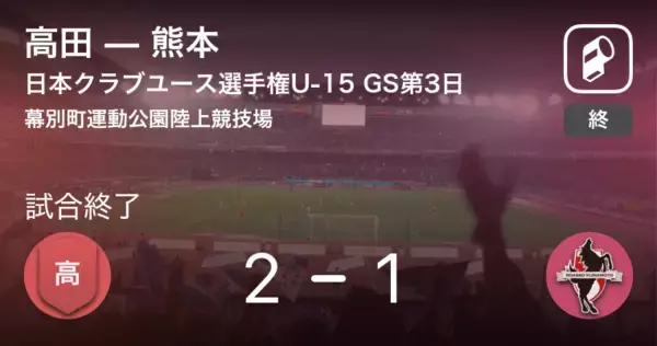 【日本クラブユースサッカー選手権大会U-15グループステージ第3日】高田が熊本との一進一退を制す