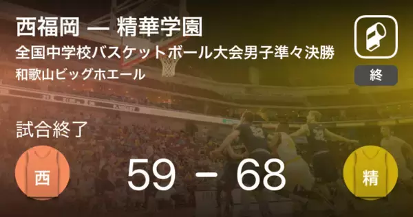 【全国中学校バスケットボール大会男子準々決勝】精華学園が西福岡に勝利