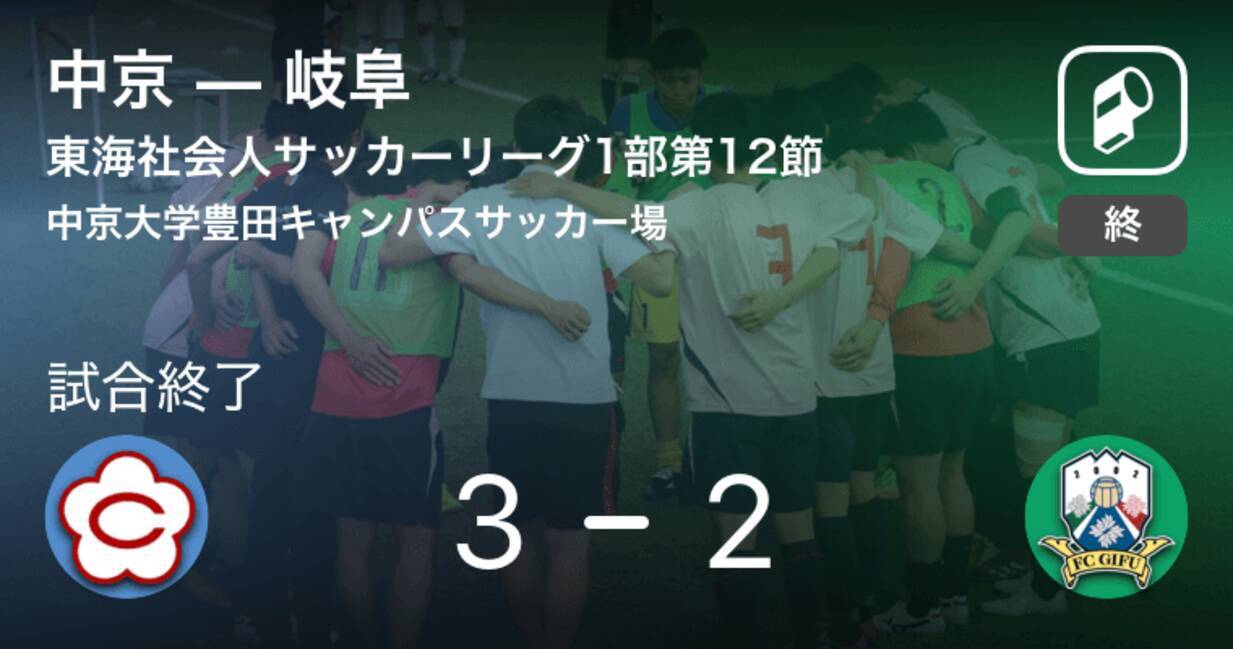 東海社会人サッカーリーグ1部第12節 中京が岐阜から逆転勝利 19年9月8日 エキサイトニュース