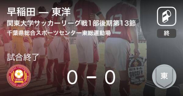 関東大学サッカーリーグ戦1部第13節 早稲田は東洋とスコアレスドロー 19年9月21日 エキサイトニュース