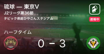 【速報中】琉球vs東京Vは、東京Vが3点リードで前半を折り返す
