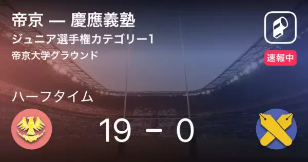 【速報中】帝京vs慶應義塾は、帝京が19点リードで前半を折り返す