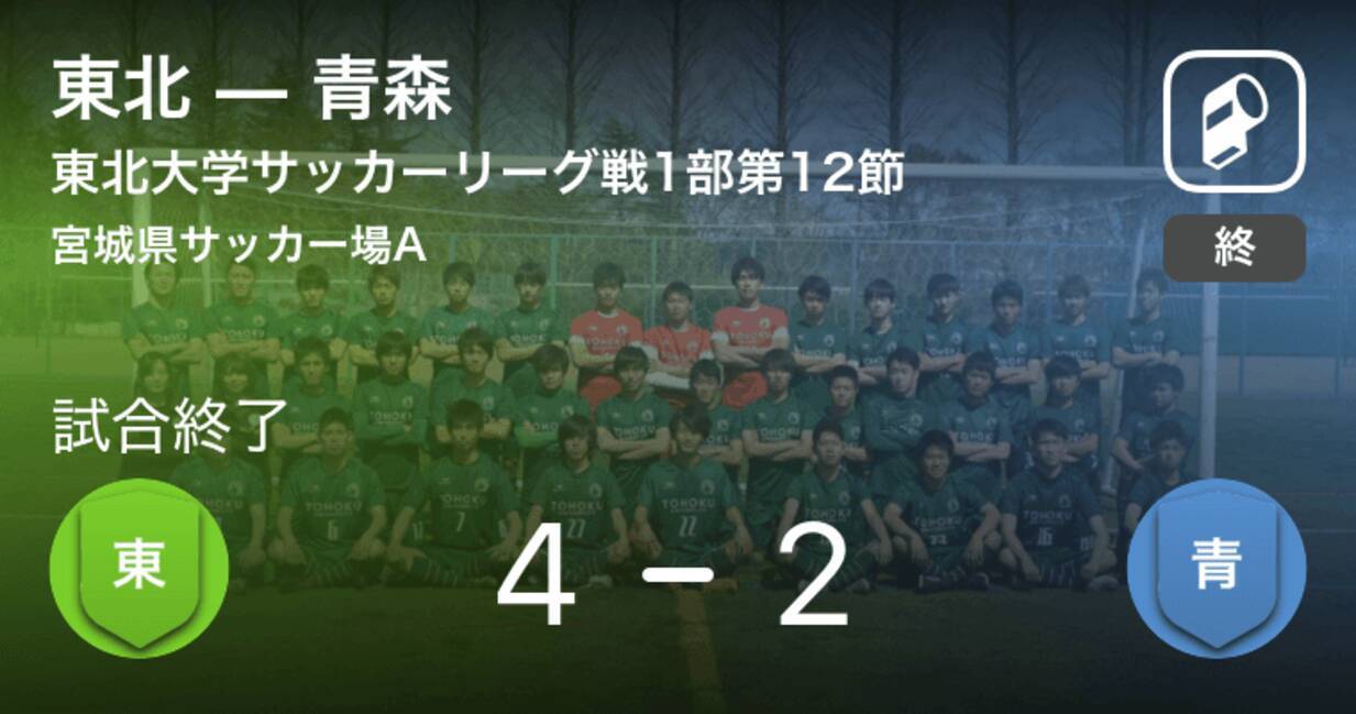 東北学生サッカーリーグ1部第12節 東北が攻防の末 青森から逃げ切る 19年11月2日 エキサイトニュース