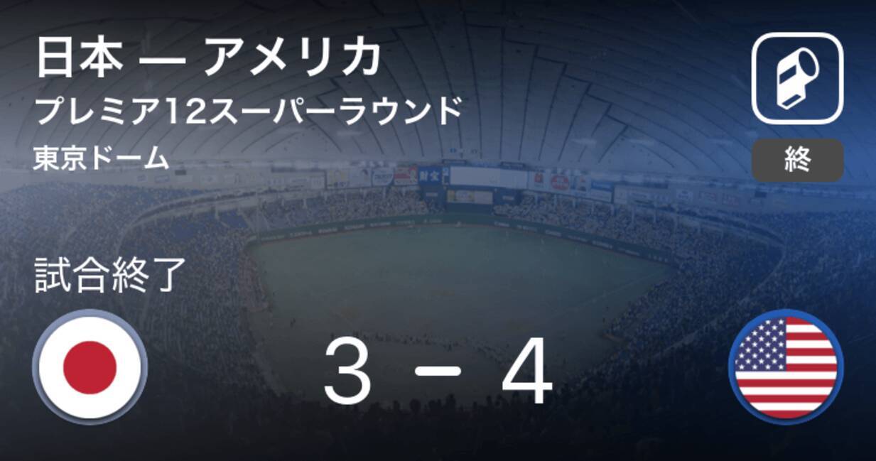 日本はアメリカに敗れ初黒星を喫する Wbscプレミア12スーパーラウンド 19年11月12日 エキサイトニュース