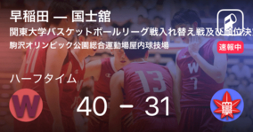 【速報中】早稲田vs国士舘は、早稲田が9点リードで前半を折り返す