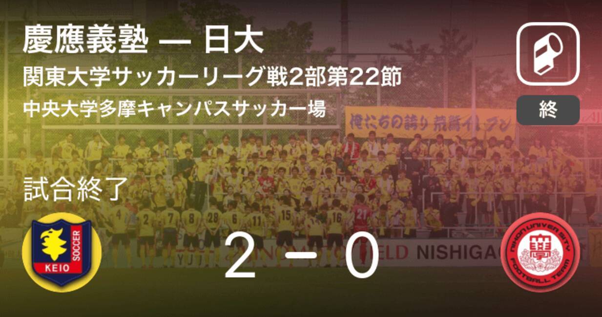 関東大学サッカーリーグ戦2部第22節 慶應義塾が日大との一進一退を制す 19年11月23日 エキサイトニュース
