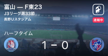 【速報中】富山vsF東23は、富山が1点リードで前半を折り返す
