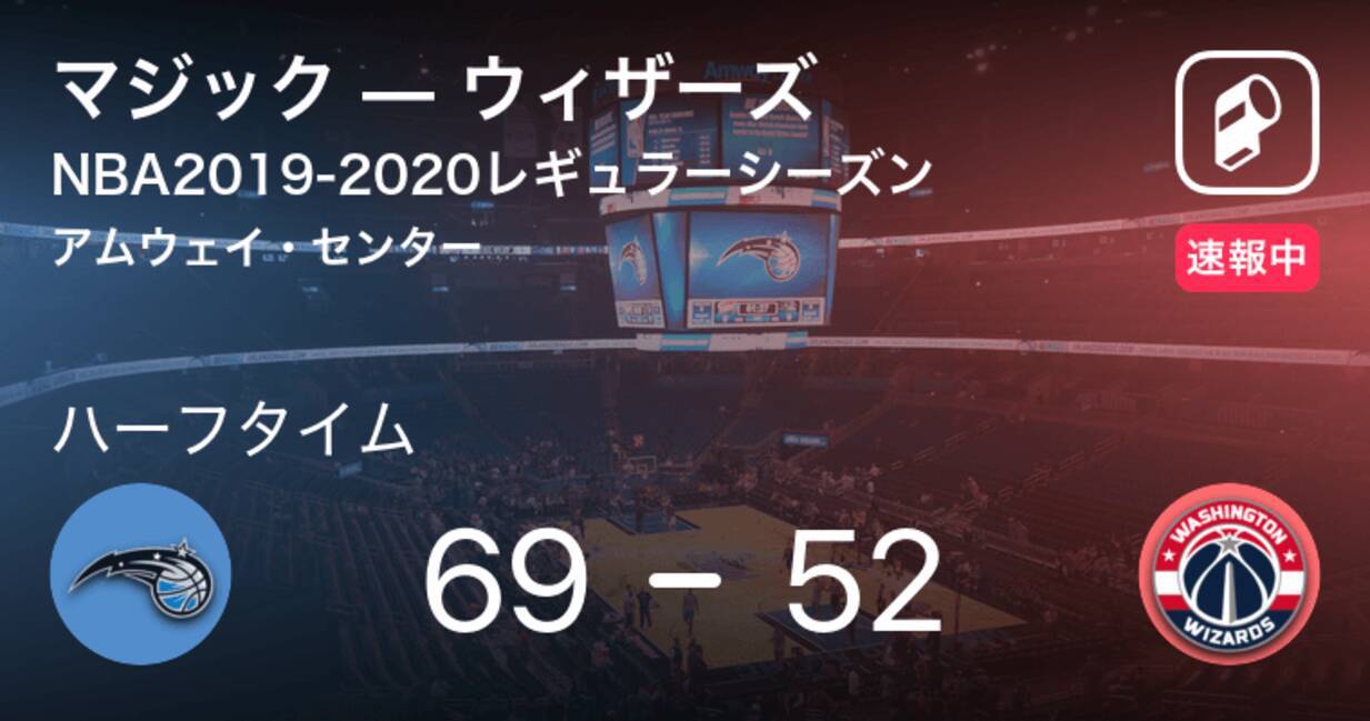 速報中 マジックvsウィザーズは マジックが17点リードで前半を折り返す 年1月9日 エキサイトニュース