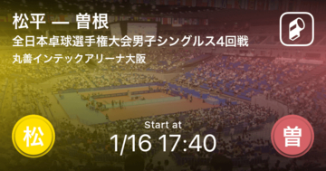 【全日本卓球選手権大会男子シングルス4回戦】まもなく開始！松平vs曽根
