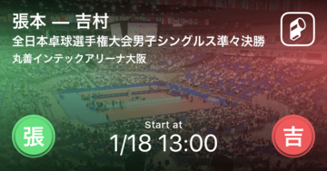 【全日本卓球選手権大会男子シングルス準々決勝】まもなく開始！張本vs吉村