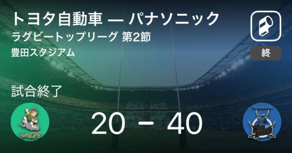 ラグビートップリーグ第2節 パナソニックがトヨタ自動車を破る 2020年1月18日 エキサイトニュース