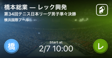 【テニス日本リーグ男子準々決勝】まもなく開始！橋本総業vsレック興発