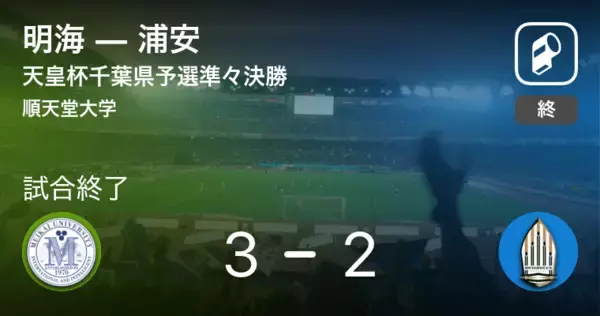 【天皇杯千葉県予選準々決勝】明海が浦安から逆転勝利