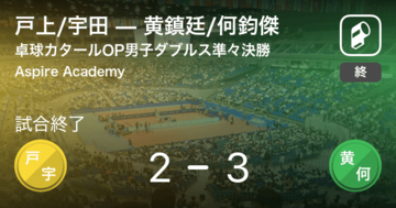 【卓球カタールオープン男子ダブルス準々決勝】黄鎮廷/何鈞傑が戸上/宇田との接戦を制す