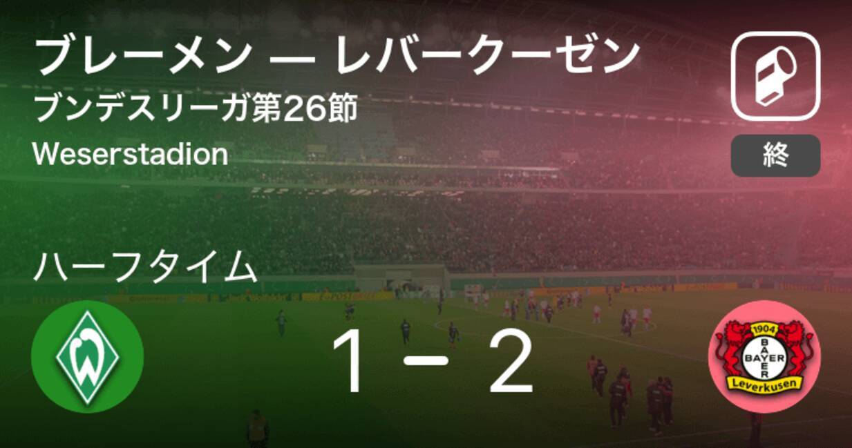 速報中 ブレーメンvsレバークーゼンは レバークーゼンが1点リードで前半を折り返す 年5月19日 エキサイトニュース