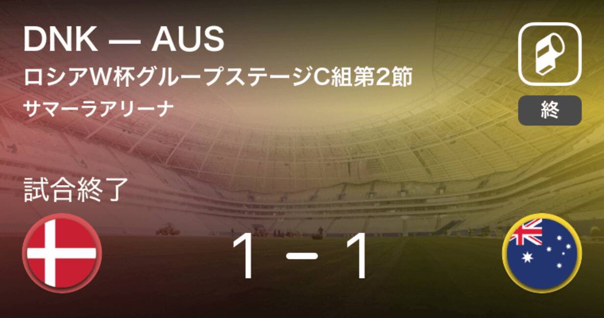 引き分けで試合終了 ロシアw杯 デンマークvsオーストラリア 18年6月21日 エキサイトニュース