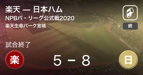 「【NPBパ・リーグ公式戦ペナントレース】日本ハムが楽天を破る」の画像