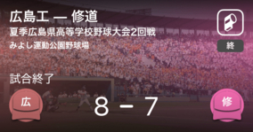 【全国高校野球選手権広島大会2回戦】広島工が修道から勝利をもぎ取る