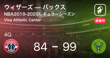【速報中】3Q終了しバックスがウィザーズに15点リード