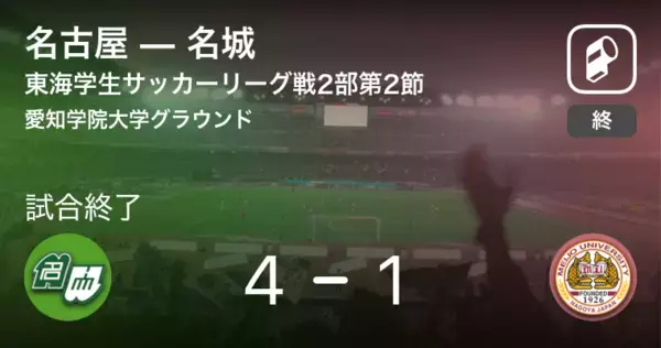 【東海学生サッカーリーグ戦2部第2節】名古屋が名城を突き放しての勝利