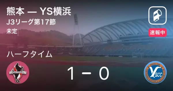 「【速報中】熊本vsYS横浜は、熊本が1点リードで前半を折り返す」の画像