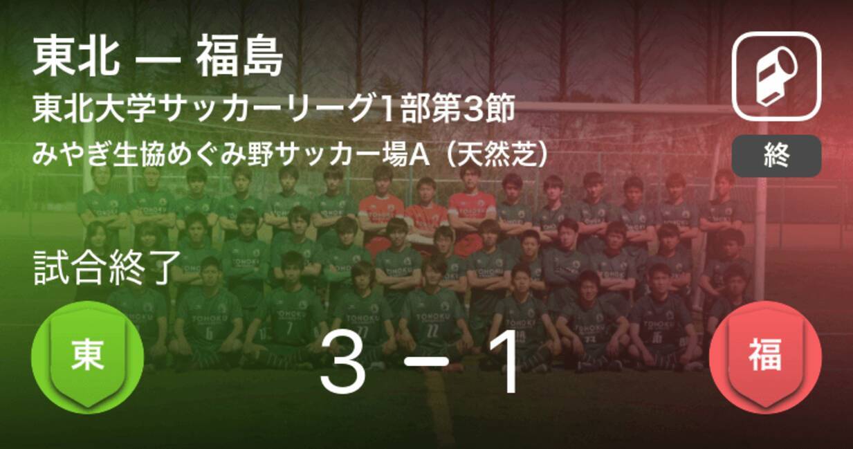 東北学生サッカーリーグ1部第3節 東北が福島を突き放しての勝利 年10月17日 エキサイトニュース