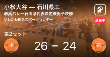 【速報中】小松大谷vs石川県工は、小松大谷が第1セットを取る