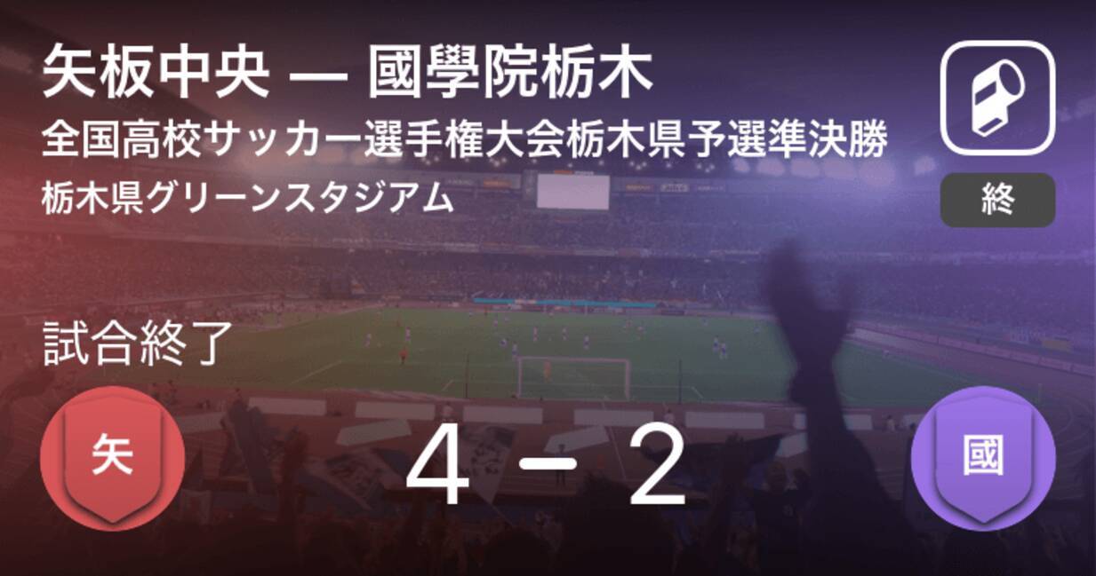 全国高校サッカー選手権大会栃木県予選準決勝 矢板中央が攻防の末 國學院栃木から逃げ切る 年11月7日 エキサイトニュース