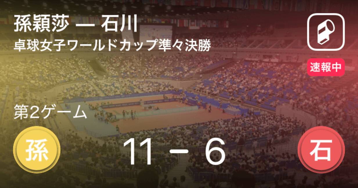速報中 孫穎莎vs石川は 孫穎莎が第1ゲームを取る 年11月9日 エキサイトニュース